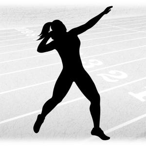 Sports Clipart: Black Silhouette Female / Girl Shot Put Thrower for Track & Field - Change Color Yourself - Digital Download svg png dxf pdf