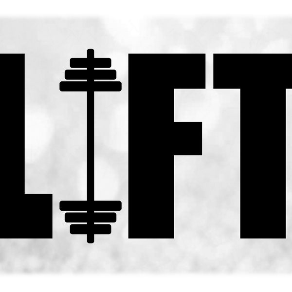 Sports Clipart: Bold Black Word "Life" with Barbell / Bar Bell Weight with 6 Plates Instead of the Letter "I" - Digital Download SVG & PNG