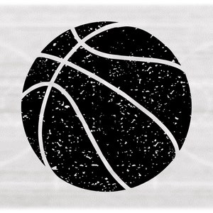Imágenes prediseñadas deportivas: Big Round Black Distressed o Grunge Basketball for Ballers, Hoops, Players, Coaches, Parents - Digital Download SVG &PNG