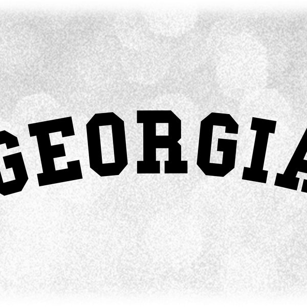 Geography Clipart: Black Arched USA State Name "Georgia" in Bold Black Collegiate Block Style Lettering - Digital Download svg png dxf pdf