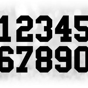 Sports: Jersey Number Templates Grouped on ONE Single Sheet - Black Bold Block Style Type - Digital Download SVG - Not Installable Font File