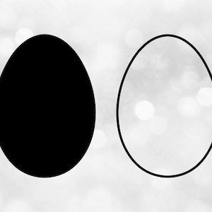 Imágenes prediseñadas navideñas: Silueta de huevo de Pascua en negro sólido y contorno para diseños de Pascua - Cambiar color usted mismo - Descarga digital SVG & PNG