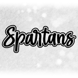 May include: Black and white graphic text that reads "Spartans" in a stylized font.