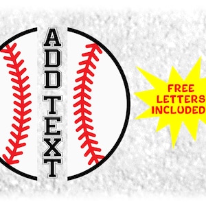 Sports Clipart: Black/Red Baseball Layered on White Split Name Frame, Personalize, Players Teams Coaches, Digital Download svg png dxf pdf