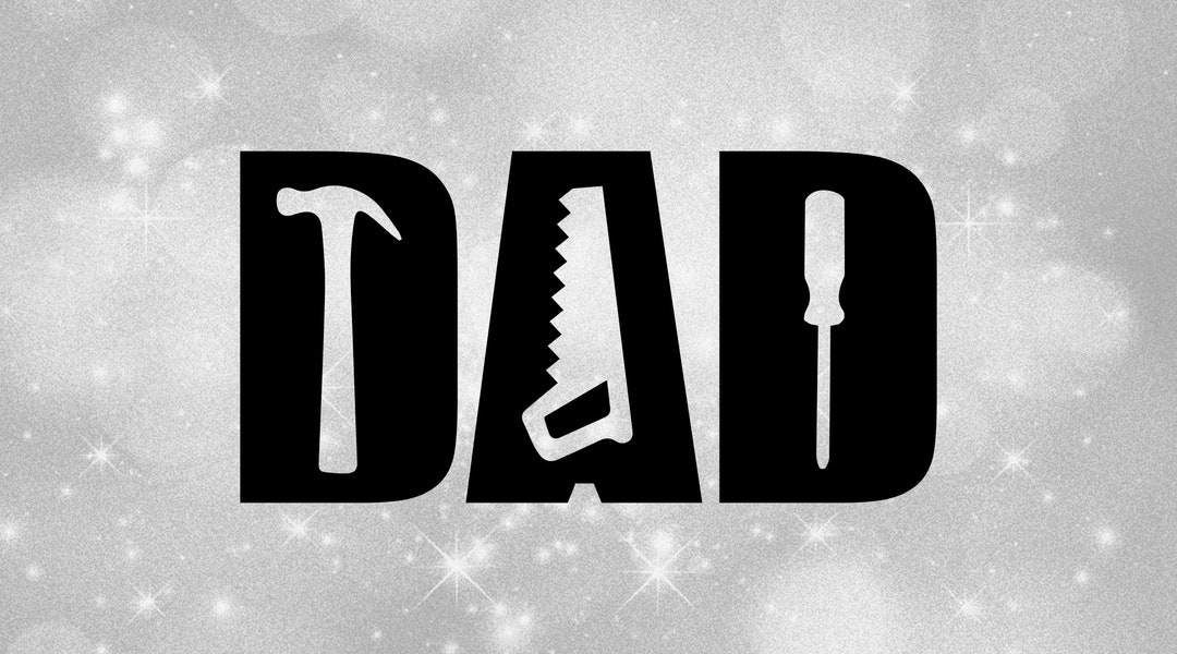 Family Clipart Fathers: Black Word dad Spelled Using Tool Shape Cutouts