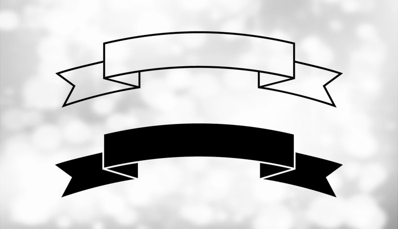 Shape Clipart: Black Simple Arched Banner Ribbon / Scroll / - Etsy
