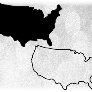 Geography Clipart: USA United States of America Simple Black Silhouette Solid and Outline Graphic of Country - Digital Download SVG & PNG