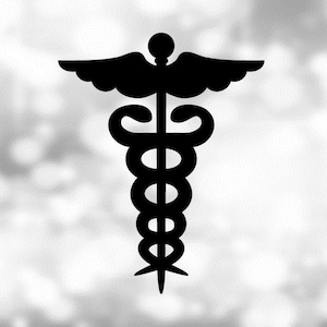 Medical Clipart: Black Medical Caduceus Symbol Silhouette for Medicine, Doctors, Nurses, Hospital Staff - Digital Download svg pnd dxf pdf