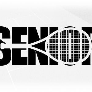 Sports Clipart: Bold Black Word "SENIOR" with Tennis Racket Cutout for Players, Teams, Coaches, Parents - Digital Download svg png dxf pdf