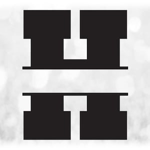 Word Clipart: Single Capital Letter "H" Initial or Monogram in Black Bold College Style Split Name Frame - Digital Download SVG & PNG