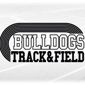 Sports Clipart: Black Running Track with Bold Varsity Style Words "Bulldogs" and Black "Track & Field" Digital Download svg png dxf pdf