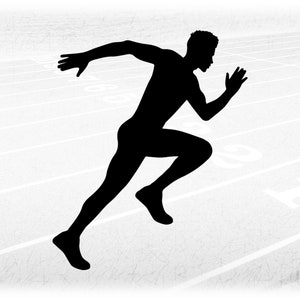 Sports Clipart: Track & Field Silhouette of Male/Man/Boy/Guy Muscular Athlete in Running or Jogging Pose - Digital Download svg png dxf pdf