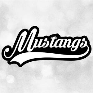 Sports Clipart: White "mustangs" Team Name in Fancy Print With Baseball ...