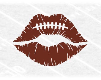 Sports Clipart: Luscious Lips in Solid Brown American Football Color with Clear Cutout Laces on Upper Lip - Digital Download svg png dxf pdf