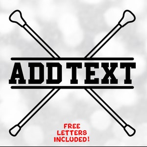 Shape Clipart: Black Crossed Twirling Batons Split into Personalizable Name Frame - Change Color Yourself - Digital Download svg png dxf pdf