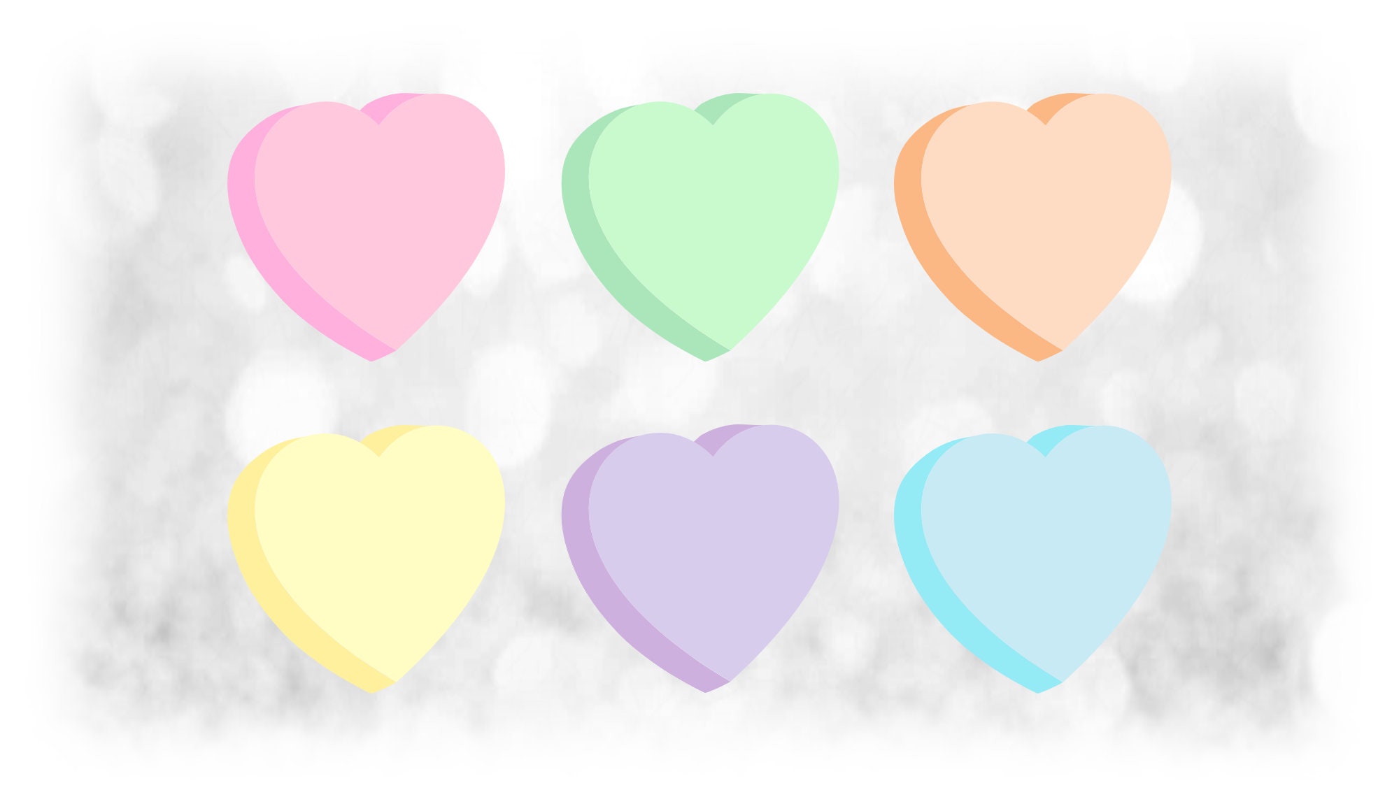 Holiday Clipart Bundle: 6 Blank Sweet Heart Candies in Pastel Colors on One Sheet for Love or Valentine's Day - Digital Download SVG and PNG