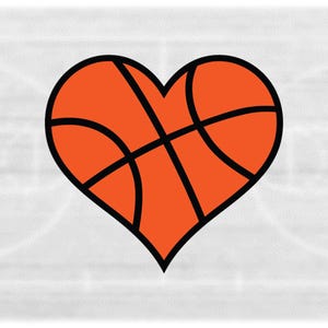 Sports Clipart: Black over Orange Heart Shape Basketball Shape for Players, Teams, Coaches, Parents - Digital Download svg png dxf pdf
