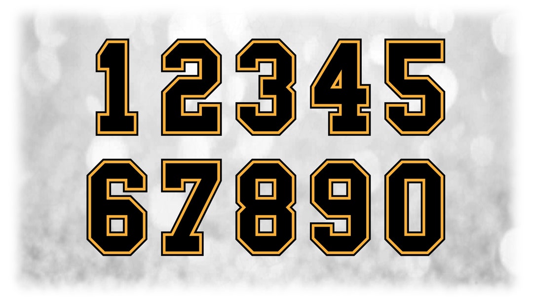 Sports: Jersey Number Templates Grouped on ONE Single Sheet - Black ...