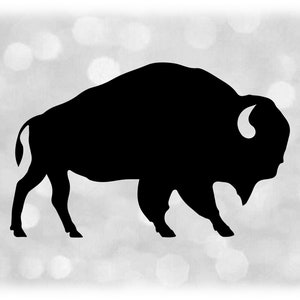 Animal Clipart: Simple Easy Black Solid Buffalo or Bison Silhouette Change Color with Your Own Software Digital Download svg png dxf pdf image 1