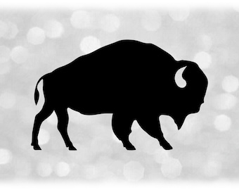 Animal Clipart: Simple Easy Black Solid Buffalo or Bison Silhouette - Change Color with Your Own Software - Digital Download svg png dxf pdf