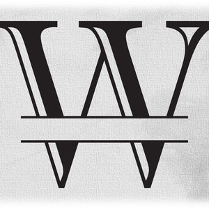Word Clipart: Negro formal grabado estilo colonial capital inicial o monograma split letra "W" para agregar nombre - Descarga digital SVG & PNG