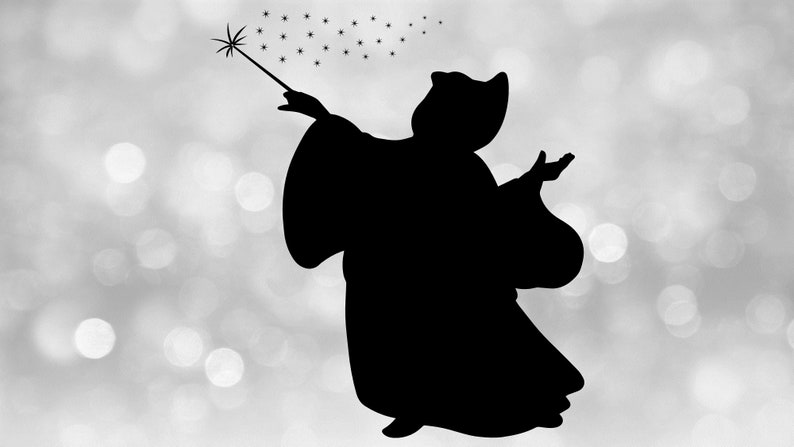 Download Disney Clipart Digital Download Svg Png Magical Simple Easy Black Silhouette Of Fairy Godmother With Magic Wand From Cinderella Movie Clip Art Art Collectibles