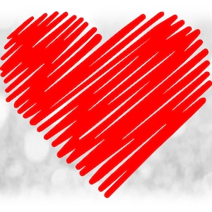 Clipart de férias: marcador grande vermelho divertido ou coração rabiscado com giz para projetos de amor ou dia dos namorados - download digital SVG e PNG