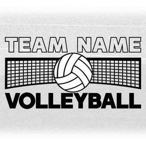 Sports Clipart: Black Word "Volleyball" with Net and White Volleyball Overlay to Personalize w/ Team Name - Digital Download svg png dxf pdf