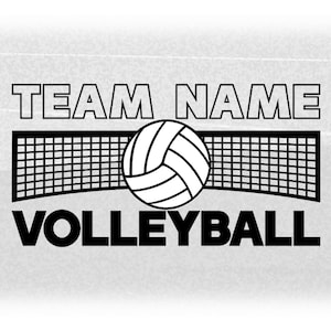 Sports Clipart: Black Word "Volleyball" with Net and White Volleyball Overlay to Personalize w/ Team Name - Digital Download svg png dxf pdf