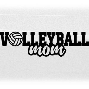 Sports Clipart: Black Bold Varsity Word "Volleyball" with Ball as Letter O and Script Word "Mom" Cutout - Digital Download svg png dxf pdf