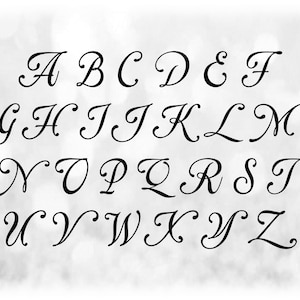 Word Clipart: Modelos de letras do alfabeto em estilo script preto agrupados em uma única folha - Download digital SVG - Arquivo de fonte NÃO instalável