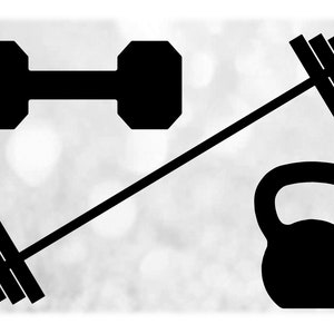 Sports Clipart: Value Pack Bundle for Weight Lifting and Fitness - Black Barbell, Dumbbell, and Kettle Bell - Digital Download SVG & PNG