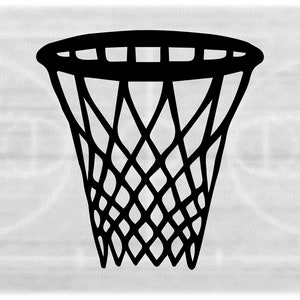 Clipart sportowy: Duży czarny, pogrubiony kosz do koszykówki i siatka do rysowania dla graczy - Zmień kolor za pomocą oprogramowania - Pobierz cyfrowo SVG i PNG