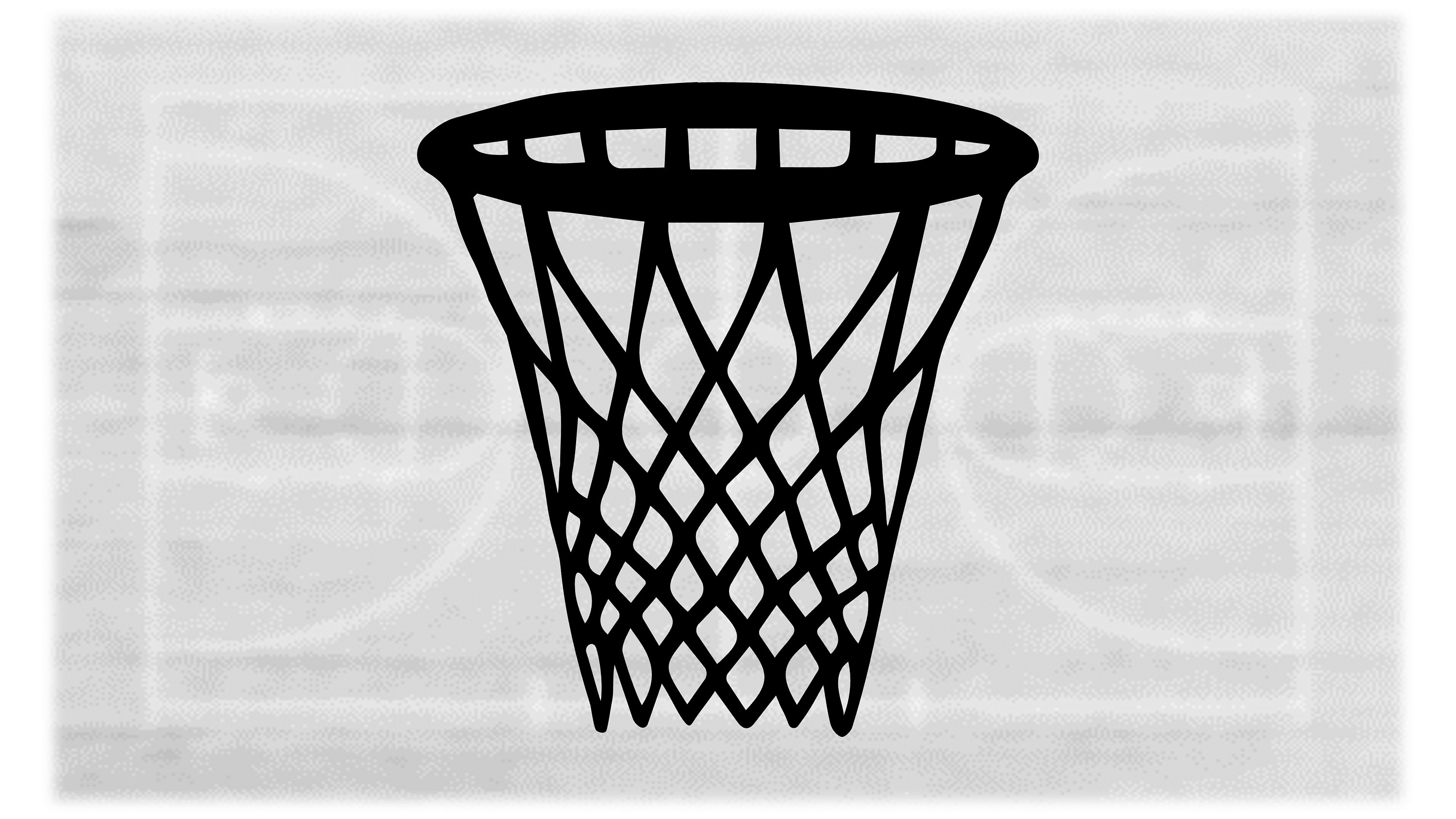 Buy Sports Clipart: Large Black Bold Basketball Hoop and Net
