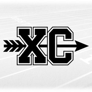 Sports Clipart: Thick Bold Black Letters "XC" Standing for Cross Country with Arrow through the MIddle - Digital Download svg png dxf pdf