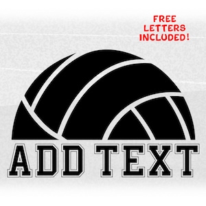 Sports Clipart: Half Black Volleyball to Personalize with Name or Words for Players, Teams, Coaches - Digital Download svg png dxf pdf