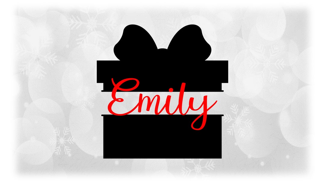 Fall Split Name Frame Holiday Clipart: Split Name Frame Gift Box / Present Silhouette With ...