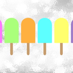 Shape Clipart: Large Pastel Colored Popsicles Shapes on Tan Flat Wooden Popsicle Sticks - Summer Ice Cream - Digital Download SVG & PNG
