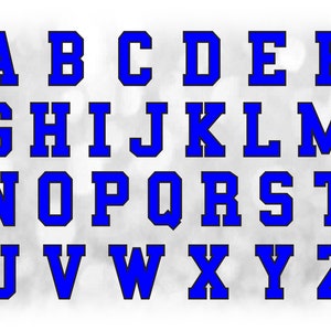Clipart de esportes: UMA folha "Biblioteca" de imagens agrupadas de letras do alfabeto, azul com contorno preto - download digital SVG, fonte NÃO instalável
