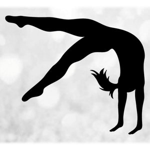 May include: Silhouette of a person performing a backbend, a gymnastic move.
