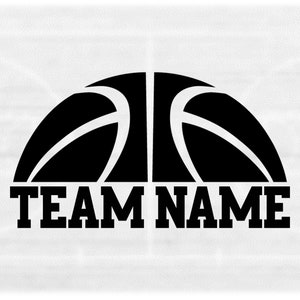 Sports Clipart: Large Black Half Basketball Shape with Space to Personalize with Player or Team Name - Digital Download svg png dxf pdf