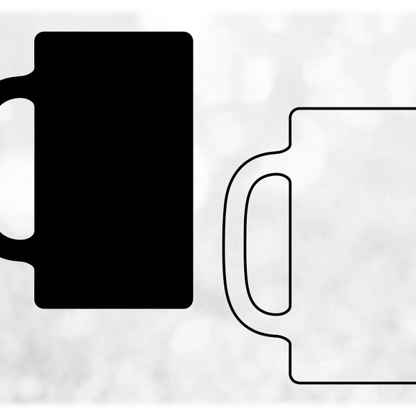 Shape Clipart: Simple, Easy Beer Mug SIlhouette in Solid and Outline - Change Color with Your Own Software - Digital Download SVG & PNG