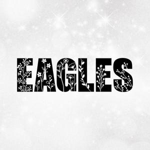 Sports Clipart: Bold Black Team Mascot Name "EAGLES" with Patch of Many Different Wildflowers Cut Out - Digital Download svg png dxf pdf