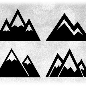 Nature Clipart - Pacote de pacote econômico: quatro cenas simples de silhueta de montanha negra - 4 imagens em uma única folha - download digital SVG e PNG