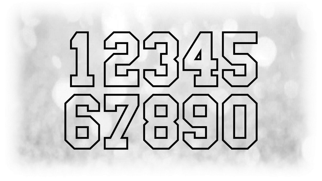 Sports: Jersey Number Templates Grouped on ONE Single Sheet - Black ...