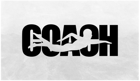 Sports Clipart: Bold Black Word COACH With Swimming Silhouette - Etsy ...