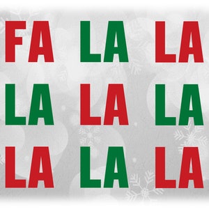 Clipart: Rot/Grün Worte "Fa La La La La La La La Fa" aus traditionellem "Deck die Hallen" Weihnachtslied - Digitaler Download SVG & PNG