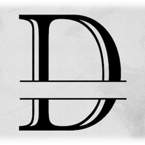 Word Clipart: Schwarz Formal Etched Kolonialstil Großbuchstaben Initial oder Monogramm Split Buchstabe "D" zum Hinzufügen eines Namens - Digitaler Download SVG & PNG