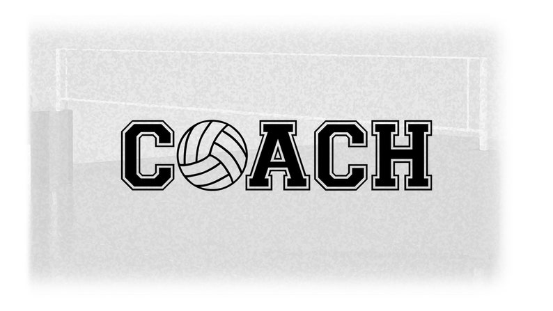 Sports Clipart: Black Word Coach in Collegiate Block Type with Bold Volleyball as Letter O for Coaches Digital Download SVG & PNG image 1