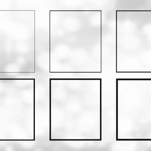 Shape Clipart: Six (6) Black Basic Rectangle Frames or Borders or Outlines in 6 Different Thicknesses - Digital Download Formats SVG & PNG